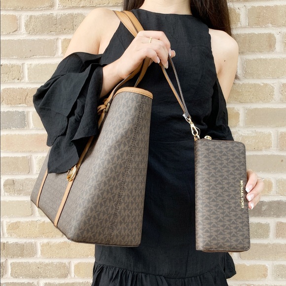 Michael kors large laptop tote + wallet SET brown - Picture 3 of 8